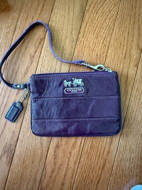 Coach Purple Patent Leather Wristlet with Gold Hardware